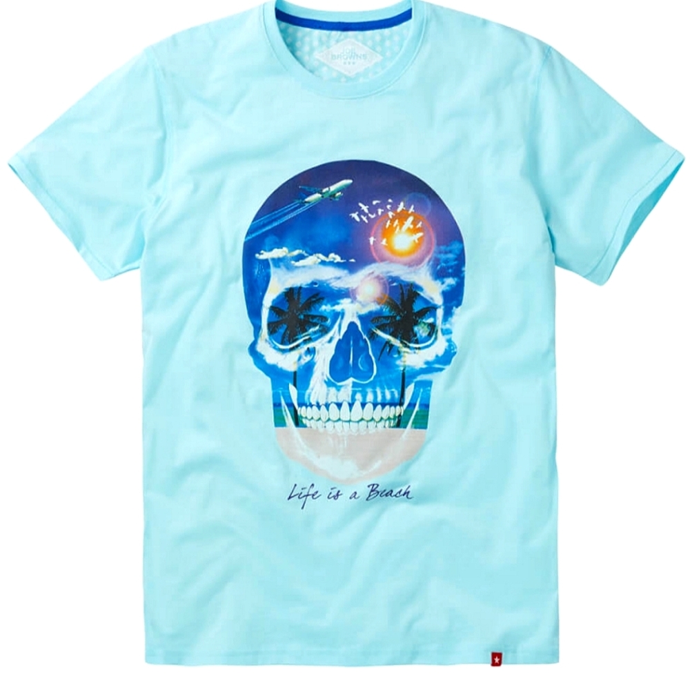 NWT Joe Browns T-shirt 'Life is a Beach' skull tee, pit-pit 19in, neck-hem 27in - Picture 1 of 16